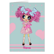 Girly Gifts Personalized Harajuku girl Greeting Card