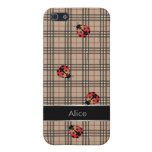 Girly Gird Pattern & Cute Ladybugs iPhone 5 Case