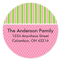Girly Girl Checks & Stripes Return Address Labels stickers by mrssocolov2 Girly Girl Checks & Stripes Return Address Labels stickers