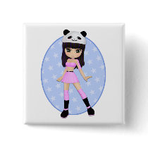 Girly Girl Debbie Party Square Button
