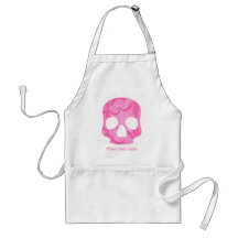 Girly girl pink elegant swirly skull apron