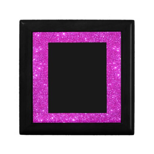 Girly Glam Black with Sparkly Pink Glitter Frame Gift Box Zazzle