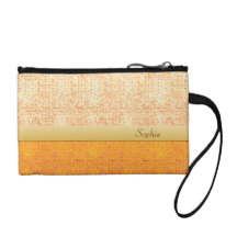 Girly Glittery Orange Polka Dot Key Coin Bag Coin Purses