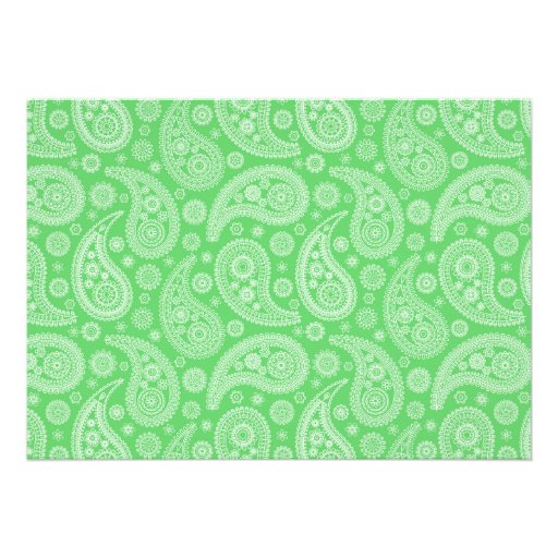 Girly Green Paisley Personalized Invites