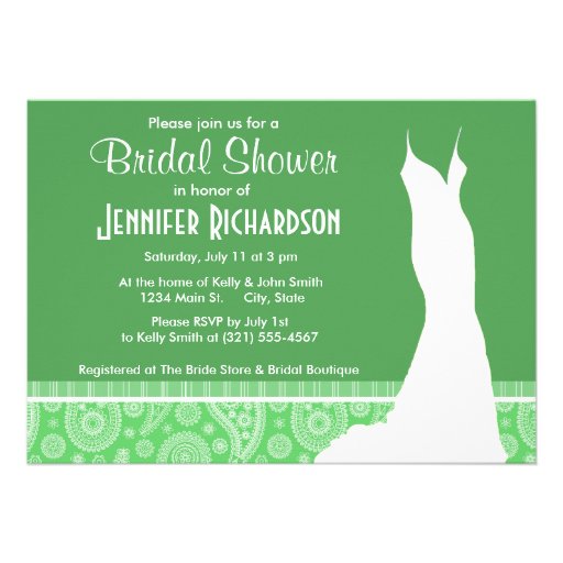 Girly Green Paisley Personalized Invites