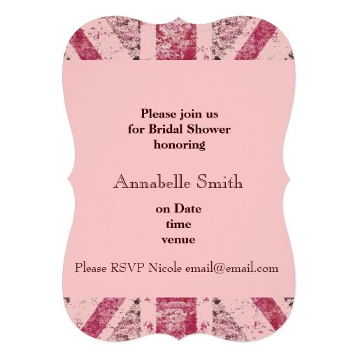 Girly grunge Union Jack british bride Personalized Invite