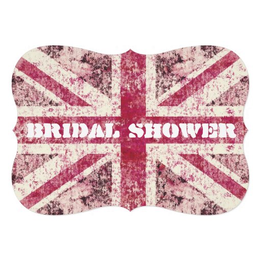 Girly grunge Union Jack british bride Invites