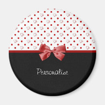Girly Hearts and Polka Dots With Name Magnet