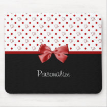 Girly Hearts and Polka Dots With Name mousepads