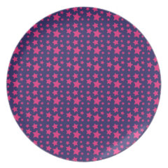 Girly Hot Pink and Purple Stars Pattern Gifts Party Plate