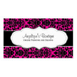 Girly Hot Pink Damask Business Card business cards