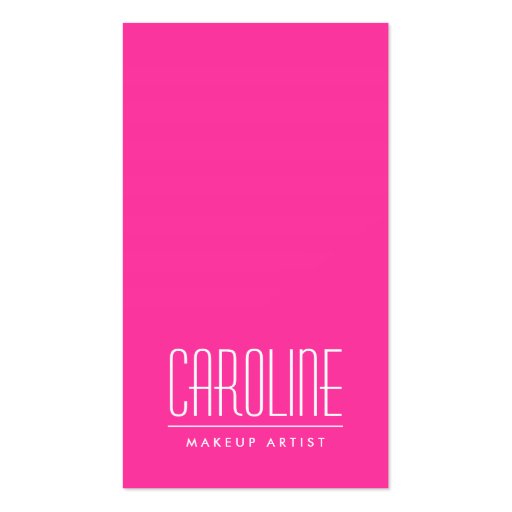 Girly hot pink fashion personal profile or business card template (front side)