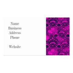 Girly Hot Pink Fuschia Navy Blue Damask Lace Business Cards