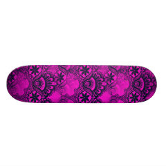 Girly Hot Pink Fuschia Navy Blue Damask Lace Custom Skate Board