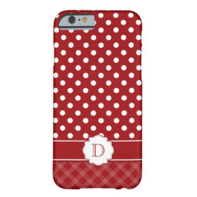 Girly iPhone 6 case Red White Polka Dots Monogram