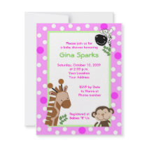 Girly Jungle Adventure Safari Baby Shower Invite invitations