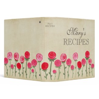 Girly Ladies Roses Recipe Book Binder