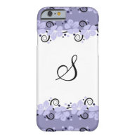 Girly Lavender Floral Pattern Monogrammed Barely There iPhone 6 Case