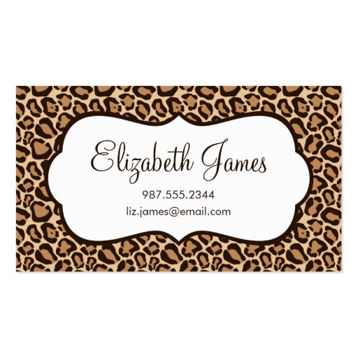 Girly Leopard Print Business Card Template (front side)