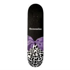 Girly Leopard Print Pretty Acai Purple Ribbon Skateboards