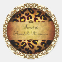 Girly Leopard Print Sweet 16 Sticker