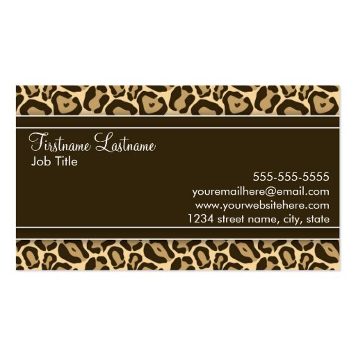 Girly Leopard Salon Business Cards (back side)