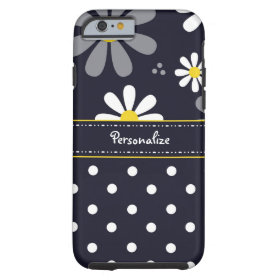 Girly Mod Daisies and Polka Dots With Name Tough iPhone 6 Case