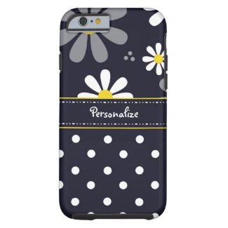 Girly Mod Daisies and Polka Dots With Name iPhone 6 Case