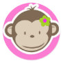 Girly Monkey Round Sticker