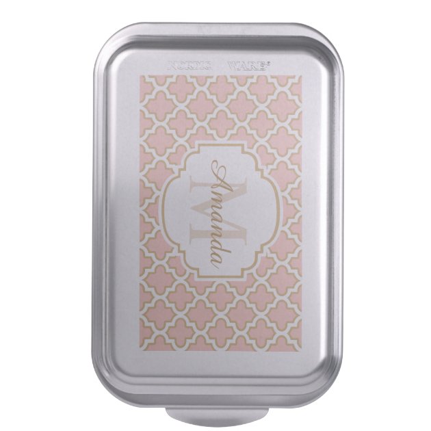 Girly Moroccan Tile Pattern Monogram Name Cake Pan 3/5