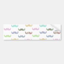 Girly mustache pattern bumper stickers