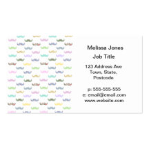 Girly mustache pattern business cards