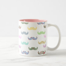 Girly mustache pattern coffee mugs