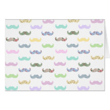 Girly mustache pattern greeting card