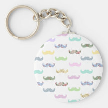 Girly mustache pattern key chain