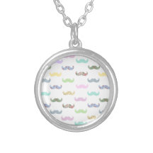 Girly mustache pattern necklace