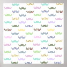 Girly mustache pattern poster