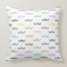Girly mustache pattern throw pillows