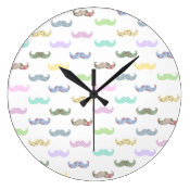Girly mustache pattern wall clock
