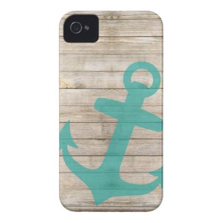 Girly Nautical Anchor and Wood Look iPhone 4 Case