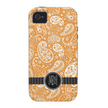 Girly Orange Country  Paisley Pattern Personalized Case-Mate iPhone 4 Cover