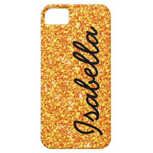 GIRLY ORANGE GLITTER PRINTED PERSONALIZED iPhone 5 COVERS