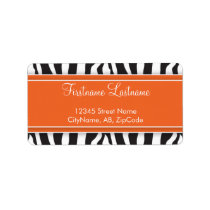 Girly Orange Zebra Print Address Label labels
