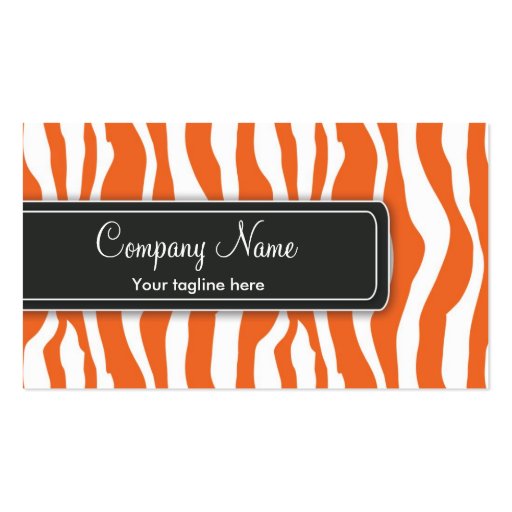 Girly Orange Zebra Print Business Card