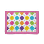 girly pastel rainbow argyle preppy pattern tri-fold wallet