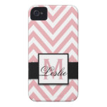 GIRLY, PERSONALIZED CORAL PINK CHEVRON PATTERN iPhone 4 Case-Mate CASES