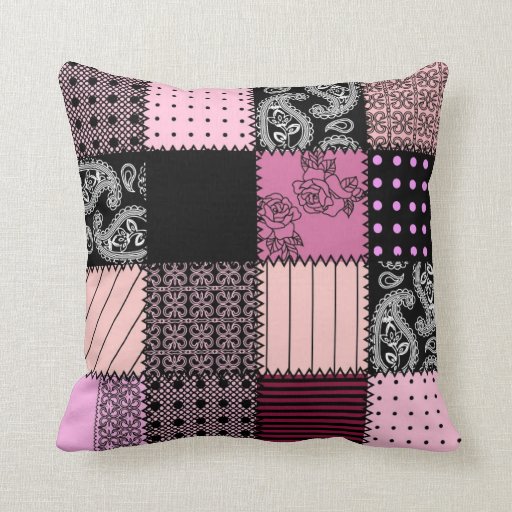 Girly Pink and Black Decorative Pillow Couch Zazzle