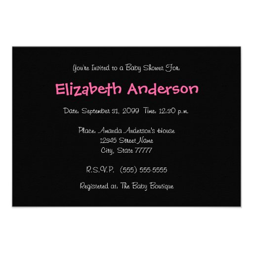 Girly Pink And Black Giraffe Baby Shower Announcements