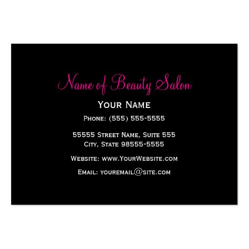 Girly Pink and Black Houndstooth Hair Salon Business Card Templates (back side)