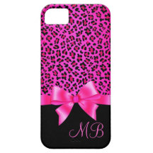 Girly Pink and Black Leopard Print Elegant Classy iPhone 5 Cover
